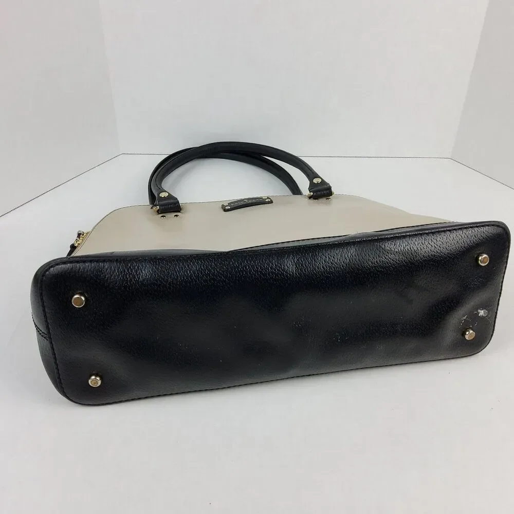 Kate Spade NY Domed Two Tone Leather Satchel Handbag Purse